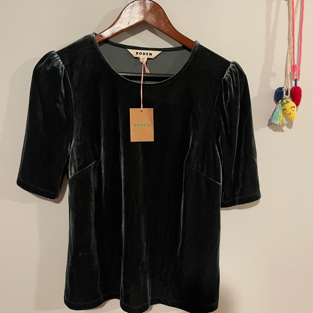 NEW Boden velvet green top